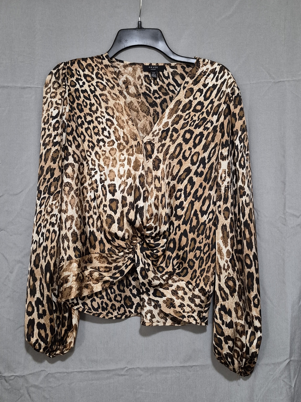 Waverly Leopard-Print Twist-Front Blouse - Brown & Black